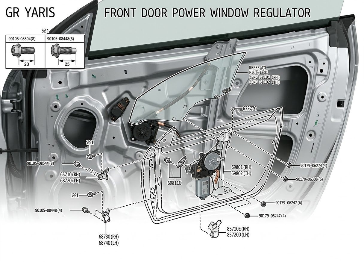 トヨタ GRヤリス フロントドア パワーウインドウ