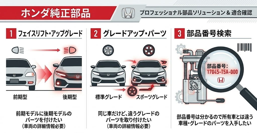 ホンダ純正部品番号での検索